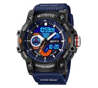 Gosasa Men’s Tactical Watch Analog Digital Dual Display - 50M Waterproof Military Wristwatch with LED Backlight, Stopwatch, Alarm, Countdown - Durable Outdoor Watch (A Transparent Yellow) (Blue)