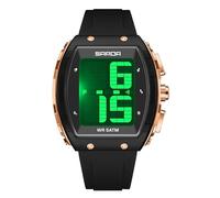 Gosasa Men’s Talking Digital Watch Large Face LED 5ATM Waterproof Shockproof Sports Wristwatch with Voice Time, Alarm, Timer, Backlight, Easy Read Display, Black Rose Gold
