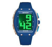 Gosasa Men’s Talking Digital Watch Large Face LED 5ATM Waterproof Shockproof Sports Wristwatch with Voice Time, Alarm, Timer, Backlight, Easy Read Display, Rose Gold Blue