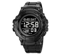 Gosasa Men Sport Watch Countdown Stopwatch Watch Mens Wrist Watch Waterproof LED Electronic Digital Male Watch 12/24 Hour Multifunctional Watch, C Black, M, Digital