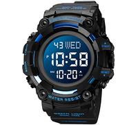 Gosasa Men Sports Military Watches Digital Airplane Shaped LED Light Waterproof Watches, E- Blue, Digital