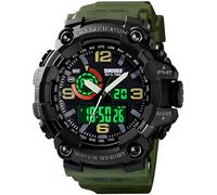 Gosasa Men's Large Face Outdoor Sports Watches Military S-Shock Watch Waterproof, Backlight, Alarm, Stopwatch Features - Rugged Wristwatch for Training, Hiking, and Adventure, A _1520_Army&Green, Big,