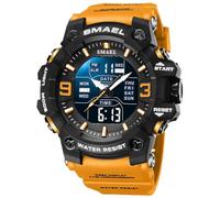 Gosasa Men's Large Face Outdoor Sports Watches Military S-Shock Watch Waterproof, Backlight, Alarm, Stopwatch Features - Rugged Wristwatch for Training, Hiking, and Adventure, 8049_Orange, Digital