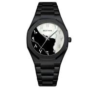 Gosasa Men's Luxury Octagonal Stainless Steel Quartz Watch - Waterproof, Business & Casual Style with Personalized Dial & Steel Band, Black