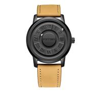 Gosasa Mens Magnetic Levitation Watch Unique 3D Floating Ball Swiss Quartz Watch Roman Numerals, Waterproof Wristwatch with Leather/Steel Strap, Black Brown
