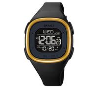 Gosasa Mens Minimalist Square Digital Watch Waterproof Wrist Watch for Women Outdoor Sport Watch with Stopwatch Countdown Watches for Unisex, Black-Gold, Sports