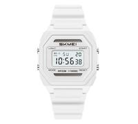 Gosasa Men's Solar Digital Sports Watch 10mm Ultra Thin 5ATM, Full White