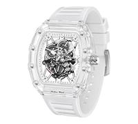 Gosasa Men's Tonneau Fashion Watch, Luxury Transparent Barrel Case Quartz Watch for Men with Date, Big Face Luminous Analog Wrist Watch, Waterproof Business Casual Watch
