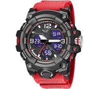 Gosasa Men's Watches Multi Function Military S-Shock Sports Watch LED Digital Waterproof Alarm Watches, 8008_Red, Digital