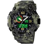 Gosasa Men's Watches Multi Function Military S-Shock Sports Watch LED Digital Waterproof Alarm Watches, A_1520_Camouflage&Green, Big, Digital