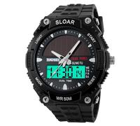 Gosasa Military Watch for Men Solar LED Sports Waterproof Watch Fashion Men Watches Outdoor Sports Multi-Function Digital Display Camouflage Watch, Black, sport