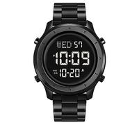 Gosasa Multifunction LED Digital Men's Watches Leather Band Outdoor Sport Wristwatch for Men Date Alarm Casual Male Watch Stainless Steel Waterproof Stopwatch, Black Steel, Fashion