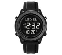 Gosasa Multifunction LED Digital Men's Watches Leather Band Outdoor Sport Wristwatch for Men Date Alarm Casual Male Watch Stainless Steel Waterproof Stopwatch, Black L, Sport