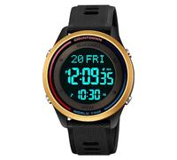Gosasa Multifunction LED Digital Men's Watches Leather Band Outdoor Sport Wristwatch for Men Date Alarm Casual Male Watch Stainless Steel Waterproof Stopwatch, Gold Black L, Sport