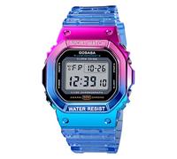 Gosasa Outdoor Sport Unisex Watches LED Light Digital Watches Transparent Multifunctional Wristwatch for Men and Women Casual Style Stopwatch Date 5Bar Waterproof, Blue, Sport