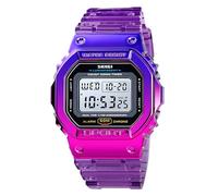 Gosasa Outdoor Sport Unisex Watches LED Light Digital Watches Transparent Multifunctional Wristwatch for Men and Women Casual Style Stopwatch Date 5Bar Waterproof, Purple, Sport