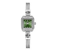 Gosasa Retro Classic Square Women’s Watch Arabic Numerals Dial Elegant Dress Waterproof Quartz Bracelet Ladies Watch Easy to Read, Silver Green, Fashion