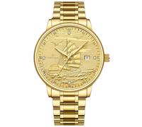 Gosasa Smooth Sailing Men’s Luxurious Golden-Tone Automatic Mechanical Watch 42 mm Steel Bracelet, Luminous Dial with Date Window, 30 M Water Resistant Luxury Dress Watch, Gold