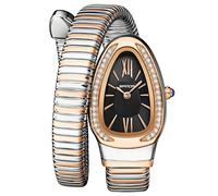 Gosasa Snake Bracelet Watch for Women, Elegant Bangle Wrist Watch with Flexible Wrap Strap Design, Fashion Jewelry Style Quartz Watch, Adjustable Cuff Watch for Dress & Gift, Rose Silver Black, Unique