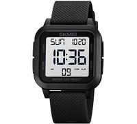 Gosasa Squar Women's Men's Digital Watch Big Numbers Dial Multifunction Large Face Waterproof LED Watches, A Black, Sport