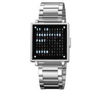 Gosasa Square Men's Luxury Watches Fashion Creative Multifunctional Waterproof Wristwatch, Stainless Steel or Gold and Silver - Toned Leather Strap Gifts for Men, A Silver
