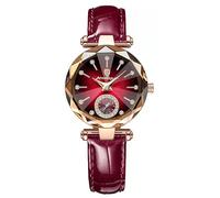 Gosasa Top Brand Luxury Women's Watch Diamond Dial Elegant Watch for Women Leather Quartz Fashion Ladies Wristwatch Waterproof Analog Display Stainless Steel, Red L, sport