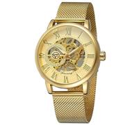 Gosasa Unique Mens Automatic Watch Transparent Watch Dial Hollow Skeleton Silver Tone Mesh Band Watch … B07CZNYMLY, Gold, Modern