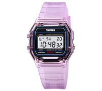 Gosasa Unisex Classic Transparent Color PU Strap Digital Sports Watch Waterproof Casual Digital Watch, Purple, Youth, vitality, sports, leisure