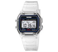 Gosasa Unisex Classic Transparent Color PU Strap Digital Sports Watch Waterproof Casual Digital Watch, White, 89