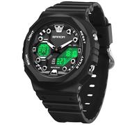 Gosasa Unisex Digital Sports Watch 5ATM Waterproof Tactical Analog-Digital Watch with Stopwatch, Alarm, LED Backlight, Transparent Strap - Military Style for Men & Women, Black White