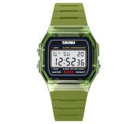 Gosasa Unisex Digital Sports Watch Classic Transparent Color PU Strap 30M Waterproof Casual Watch with EL Backlight, Alarm, Stopwatch, 12/24H Display, Transparent Grass Green, Classic