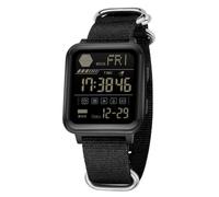 Gosasa Unisex Digital Watch with Nylon Strap, 5ATM Sport Square LED Watch, Black, Sport