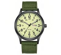 Gosasa Unisex Military Watches Sport Textile Nylon Strap Stylish Men Watch Luminous Fashion Watches Analog Display Quartz Waterproof Casual Wristwatch, L-Green Luminous, Casual