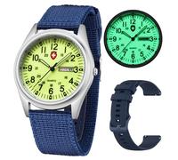 Gosasa Unisex Military Watches Sport Textile Nylon Strap Stylish Men Watch Luminous Fashion Watches Analog Display Quartz Waterproof Casual Wristwatch, C-Blue Luminous, Casual