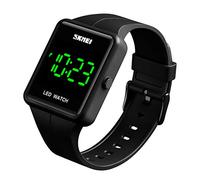 Gosasa Unisex Square LED Digital Watch Fashion Water Resistant Silicone Sports Wrist Watches (Black), Black, Digital
