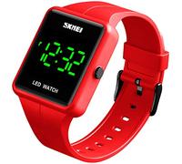 Gosasa Unisex Square LED Digital Watch Large Face Fashion 3Bar Waterproof Sports Electronic for Men Watch for Women Student Silicone Strap Student Military Outdoor Sports Watch