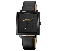 Gosasa Unisex Square Quartz Watch Minimalist Leather Band 3ATM Waterproof Analog Wristwatch with Zinc Alloy Case, Classic Casual Business Design for Men and Women, Black Black