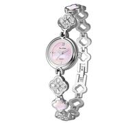 Gosasa Vintage Gold Watch for Women Hollow Four Leaf Chain Bracelet Dainty Small Ladies Dress Quartz Watch Waterproof Luxury Gift, X Silver Pink, Luxury