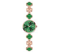 Gosasa Vintage Gold Watch for Women Hollow Four Leaf Chain Bracelet Dainty Small Ladies Dress Quartz Watch Waterproof Luxury Gift, V Green, Luxury