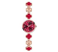 Gosasa Vintage Gold Watch for Women Hollow Four Leaf Chain Bracelet Dainty Small Ladies Dress Quartz Watch Waterproof Luxury Gift, T Red, Luxury
