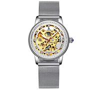 Gosasa Women Automatic Mechanical Watch Gold Silver Stainless Steel Band Dress Wrist Watch, Silver, Mechanical,Self-winding