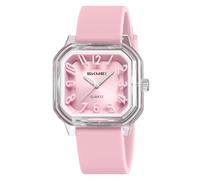 Gosasa Women Quartz Watch Big Arabic Numerals Easy to Read Square Dial Analog Colorful Silicone Band Casual Women Wrist Watch, T Purple, Fashionable
