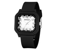 Gosasa Women’s Quartz Watch Big Arabic Numbers Easy to Read Square Dial Analog Colorful Silicone Strap Casual Ladies Wrist Watch, W Black White, Fashion