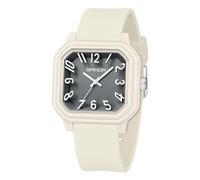 Gosasa Women’s Quartz Watch Big Arabic Numbers Easy to Read Square Dial Analog Colorful Silicone Strap Casual Ladies Wrist Watch, W Khaki, Fashion