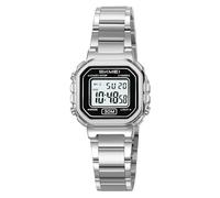 Gosasa Women’s Retro Digital Watch, Small Square LED Backlight, 30M Water Resistant, Stainless Steel Bracelet, Alarm Stopwatch 1/100s, Date Week, 12/24H, Zinc Alloy Case, Silver