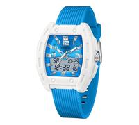 Gosasa Women's Analog Digital Watch, 5ATM Waterproof Square Sport Wristwatch with Backlight, Dual Time Alarm Stopwatch, Soft TPU Strap, Light Blue