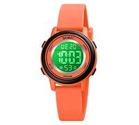 Gosasa Womens Digital Sport Watches with 7 Color LED Backlight 50M Waterproof Alarm Stopwatch Watch for Kids and Womens, Orange, Digital