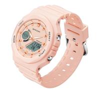 Gosasa Womens Digital Sports Watch 5ATM Waterproof Watch LED Light Large Face Analog Multifunctional Wrist Watches with Alarm Stopwatch Calendar Hourly Chime, Z Pink