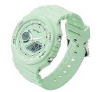 Gosasa Womens Digital Sports Watch 5ATM Waterproof Watch LED Light Large Face Analog Multifunctional Wrist Watches with Alarm Stopwatch Calendar Hourly Chime, Z Green