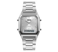 Gosasa Women's Digital Sports Watch Outdoor Stainless Steel Band Electronic Waterproof Square LED Women's Wristwatch, Silver, M, Modern, Casual